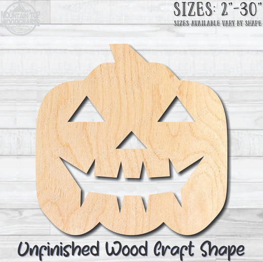 Jack O'Lantern 10 Halloween Unfinished Wood Shape Blank Laser Engraved Cutout Woodcraft Craft Supply