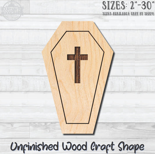Coffin Halloween Unfinished Wood Shape Blank Laser Engraved Cutout Woodcraft Craft Supply