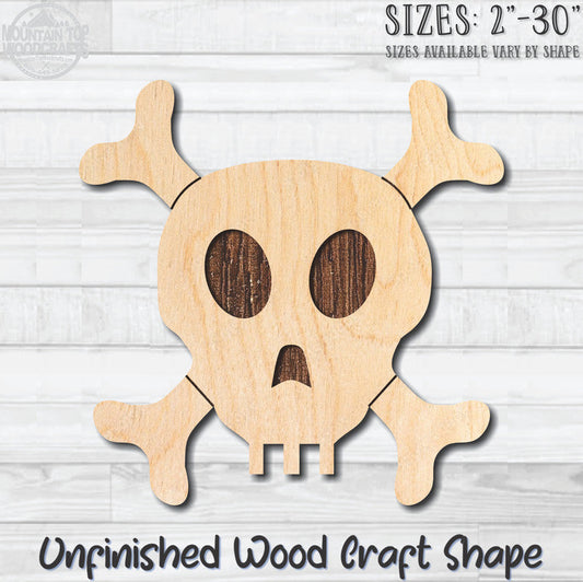Skull Halloween Unfinished Wood Shape Blank Laser Engraved Cut Out Woodcraft Craft Supply