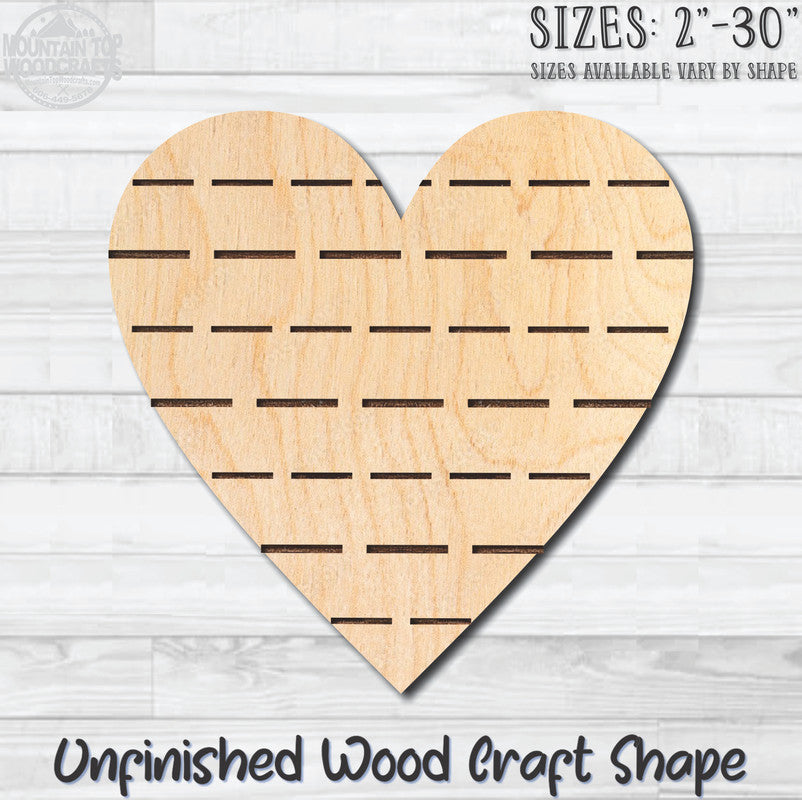 Dashed Line Heart Unfinished Wood Shape Blank Laser Engraved Cutout Woodcraft Craft Supply