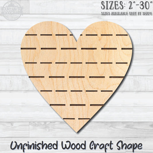 Dashed Line Heart Unfinished Wood Shape Blank Laser Engraved Cutout Woodcraft Craft Supply