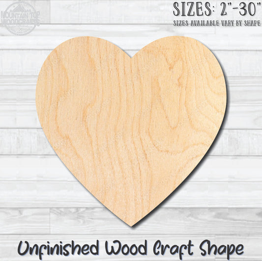 Heart 1 Unfinished Wood Shape Blank Laser Engraved Cutout Woodcraft Craft Supply