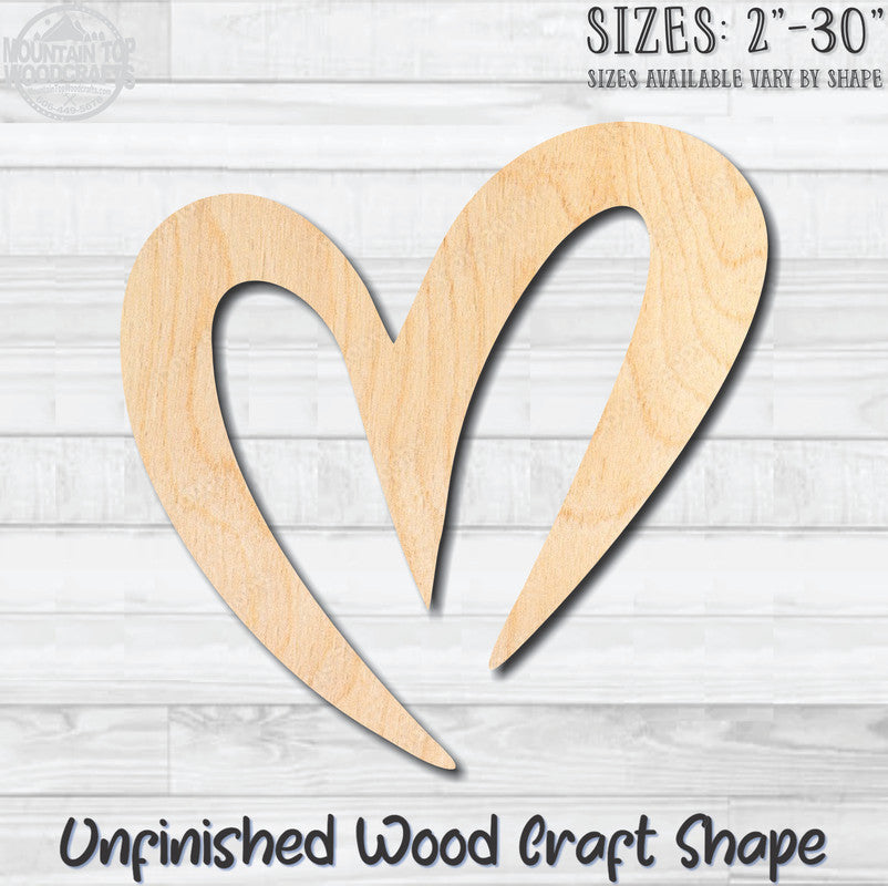 Heart Outline 1 Unfinished Wood Shape Blank Laser Engraved Cutout Woodcraft Craft Supply