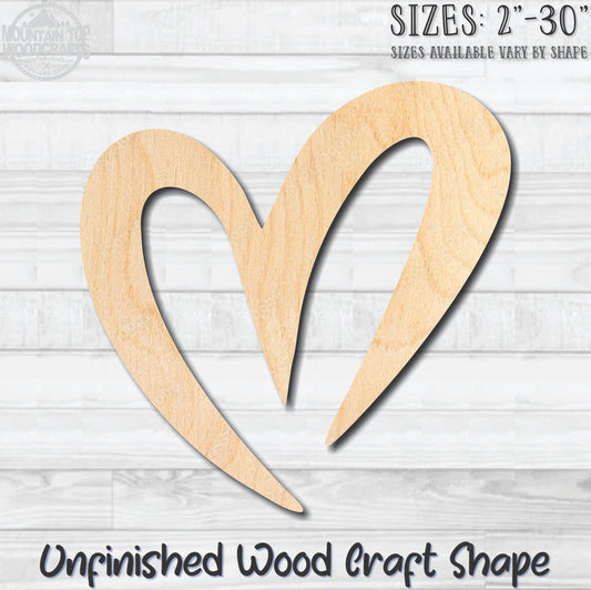 Heart Outline 1 Unfinished Wood Shape Blank Laser Engraved Cutout Woodcraft Craft Supply