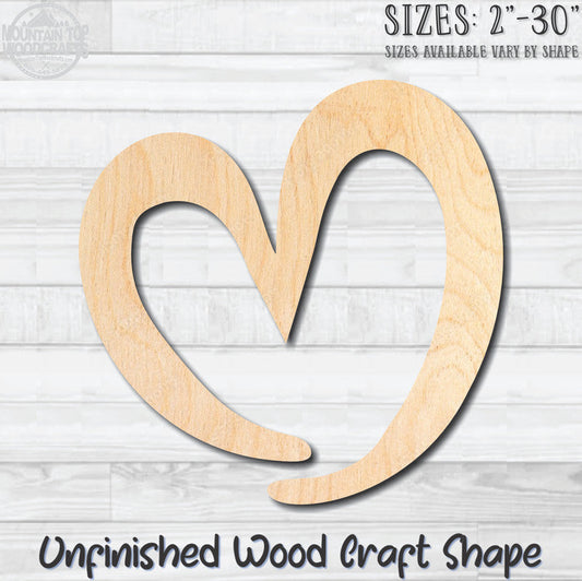 Heart Outline 2 Unfinished Wood Shape Blank Laser Engraved Cutout Woodcraft Craft Supply