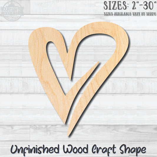 Heart Outline ZigZag Unfinished Wood Shape Blank Laser Engraved Cutout Woodcraft Craft Supply