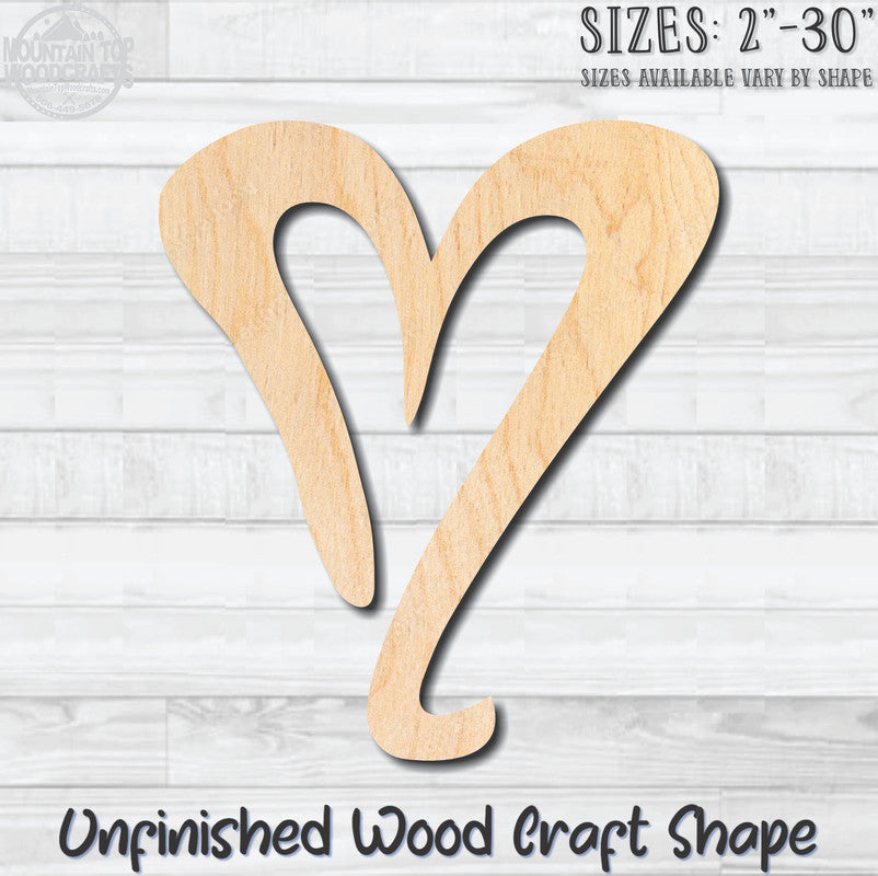 Heart Outline 9 Unfinished Wood Shape Blank Laser Engraved Cutout Woodcraft Craft Supply