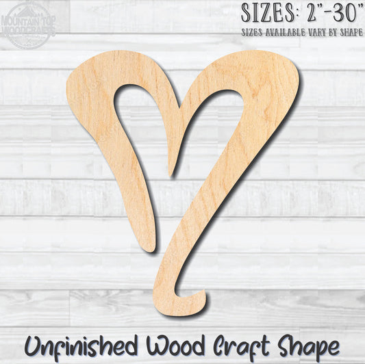 Heart Outline 9 Unfinished Wood Shape Blank Laser Engraved Cutout Woodcraft Craft Supply