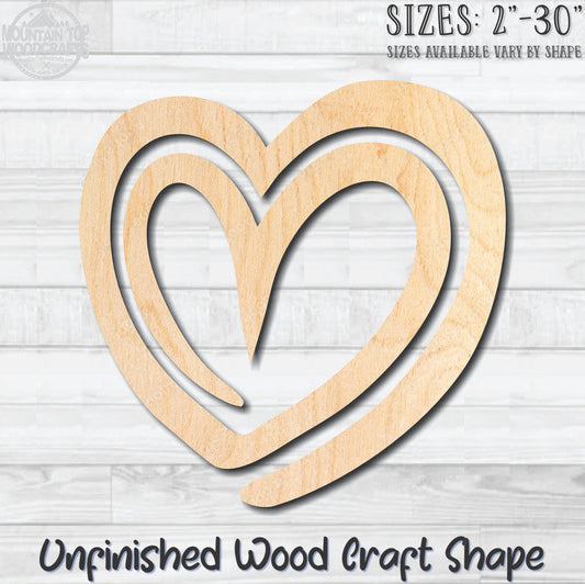 Heart Outline 3 Unfinished Wood Shape Blank Laser Engraved Cutout Woodcraft Craft Supply