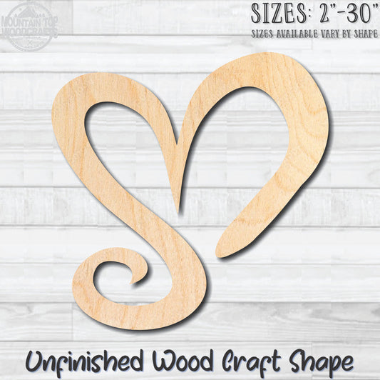 Heart Outline 4 Unfinished Wood Shape Blank Laser Engraved Cutout Woodcraft Craft Supply