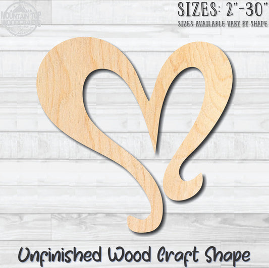 Heart Outline 5 Unfinished Wood Shape Blank Laser Engraved Cutout Woodcraft Craft Supply