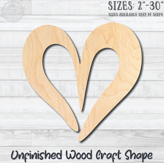 Heart Outline 6 Unfinished Wood Shape Blank Laser Engraved Cutout Woodcraft Craft Supply