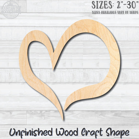Heart Outline 7 Unfinished Wood Shape Blank Laser Engraved Cutout Woodcraft Craft Supply