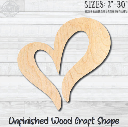 Heart Outline 8 Unfinished Wood Shape Blank Laser Engraved Cutout Woodcraft Craft Supply
