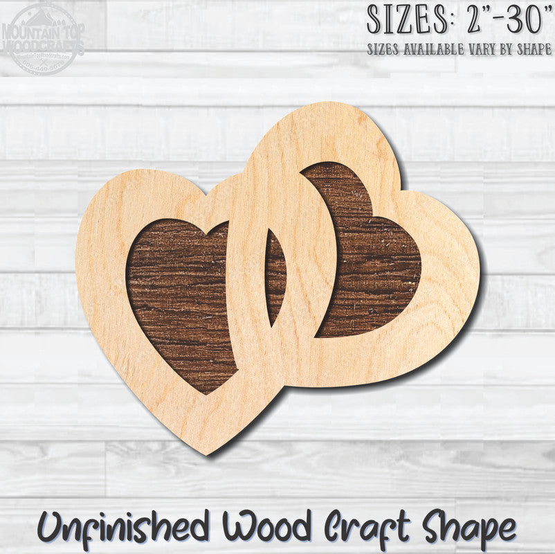 Hearts Entwined 1 Unfinished Wood Shape Blank Laser Engraved Cutout Woodcraft Craft Supply