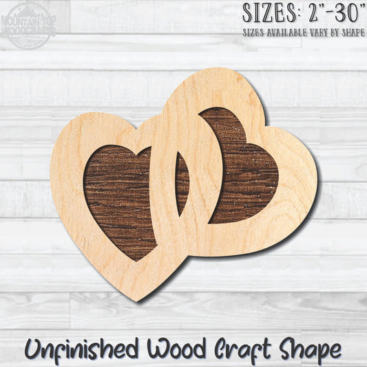 Hearts Entwined 1 Unfinished Wood Shape Blank Laser Engraved Cutout Woodcraft Craft Supply