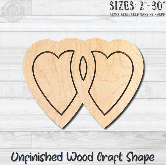 Heart Entwined 2 Unfinished Wood Shape Blank Laser Engraved Cutout Woodcraft Craft Supply