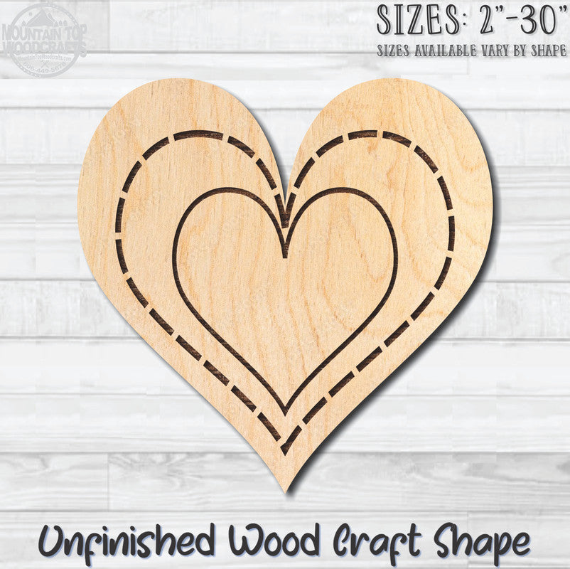 Heart 10 Unfinished Wood Shape Blank Laser Engraved Cutout Woodcraft Craft Supply