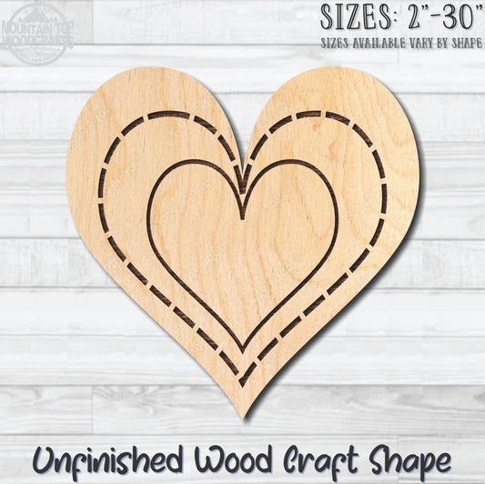 Heart 10 Unfinished Wood Shape Blank Laser Engraved Cutout Woodcraft Craft Supply