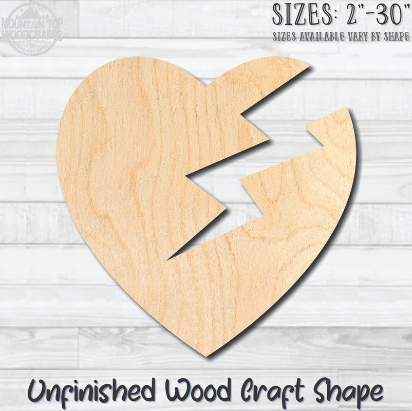 Heart Lightning Unfinished Wood Shape Blank Laser Engraved Cutout Woodcraft Craft Supply