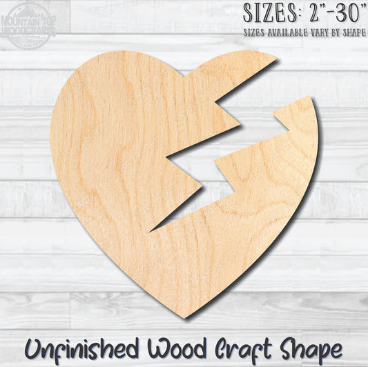 Heart Lightning Unfinished Wood Shape Blank Laser Engraved Cutout Woodcraft Craft Supply