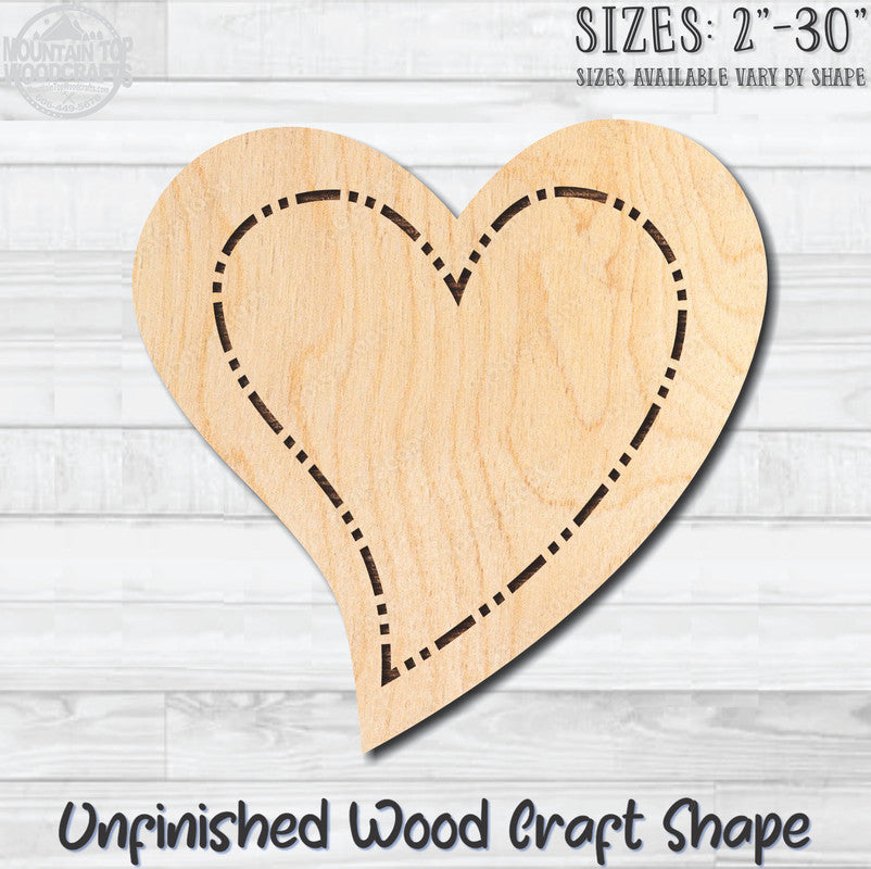 Heart 11 Unfinished Wood Shape Blank Laser Engraved Cutout Woodcraft Craft Supply