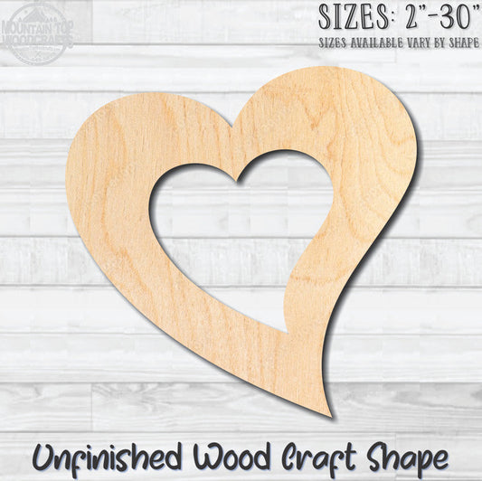 Heart Outline 9 Unfinished Wood Shape Blank Laser Engraved Cutout Woodcraft Craft Supply