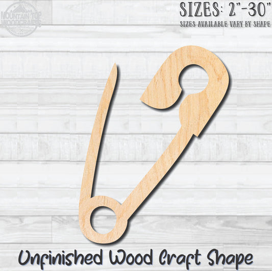 Open Safety Pin Sewing Unfinished Wood Shape Blank Laser Engraved Cutout Woodcraft Craft Supply