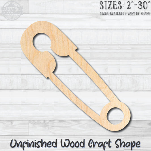 Closed Safety Pin Sewing Unfinished Wood Shape Blank Laser Engraved Cutout Woodcraft Craft Supply