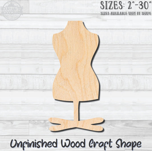 Dressmaker Form Sewing Unfinished Wood Shape Blank Laser Engraved Cutout Woodcraft Craft Supply