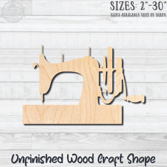 Sewing Machine Hand Crank 3 Unfinished Wood Shape Blank Laser Engraved Cut Out Woodcraft Craft Supply