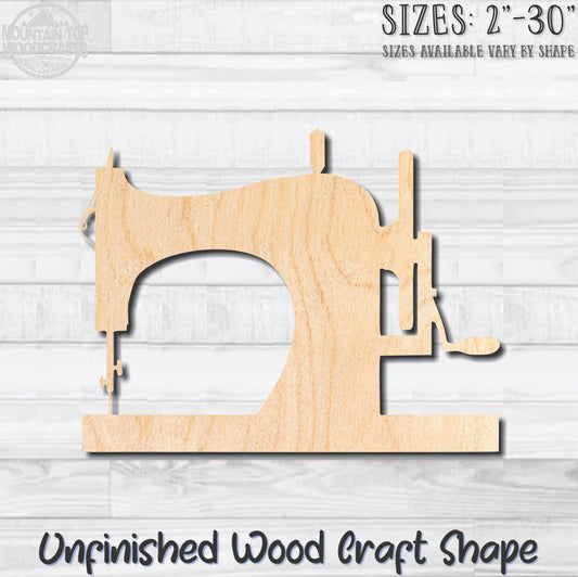 Sewing Machine Hand Crank 4 Unfinished Wood Shape Blank Laser Engraved Cut Out Woodcraft Craft Supply