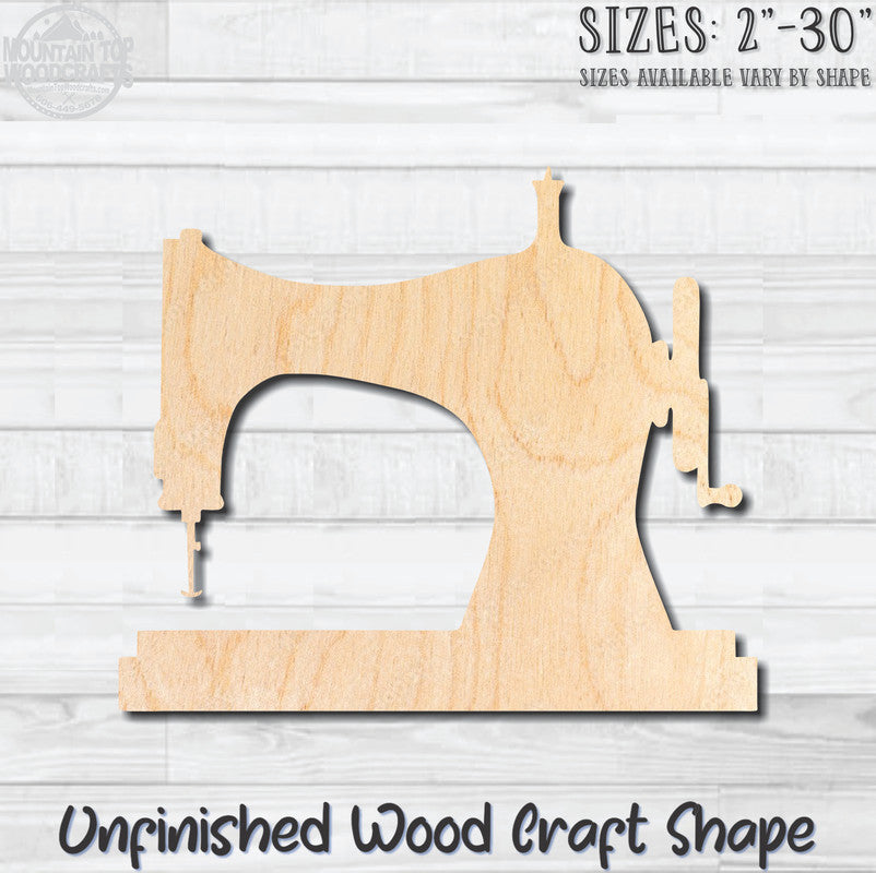 Sewing Machine Hand Crank 4 Unfinished Wood Shape Blank Laser Engraved Cut Out Woodcraft Craft Supply