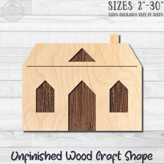 House Home Building 2 Unfinished Wood Shape Blank Laser Engraved Cutout Woodcraft Craft Supply