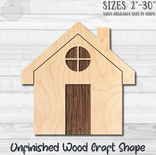House Home Building 8 Unfinished Wood Shape Blank Laser Engraved Cutout Woodcraft Craft Supply