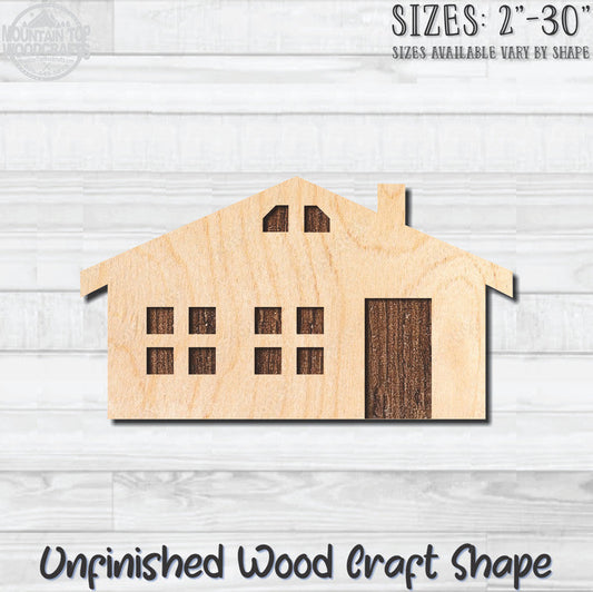 House Home Building 9 Unfinished Wood Shape Blank Laser Engraved Cutout Woodcraft Craft Supply