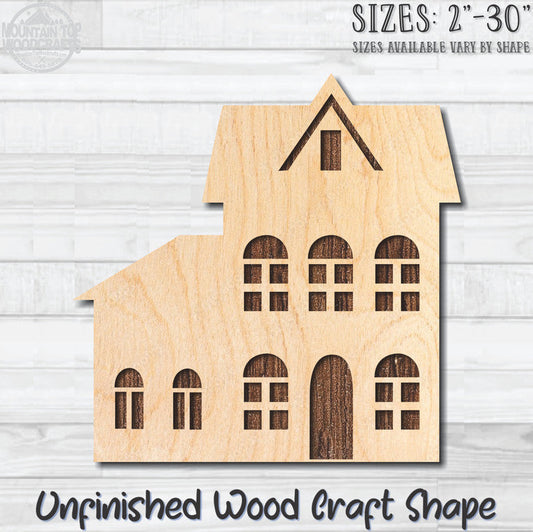 House Home Building 12 Unfinished Wood Shape Blank Laser Engraved Cutout Woodcraft Craft Supply