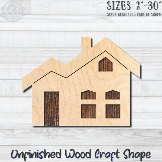 House Home Building 13 Unfinished Wood Shape Blank Laser Engraved Cutout Woodcraft Craft Supply