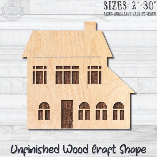 House Home Building 5 Unfinished Wood Shape Blank Laser Engraved Cutout Woodcraft Craft Supply