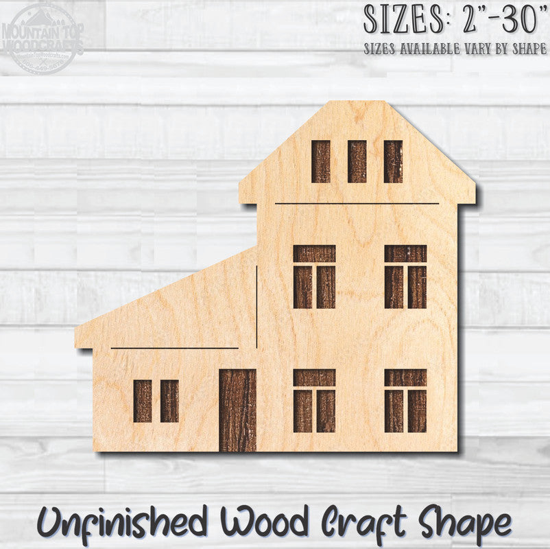 House Home Building 3 Unfinished Wood Shape Blank Laser Engraved Cutout Woodcraft Craft Supply