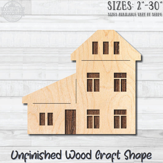 House Home Building 3 Unfinished Wood Shape Blank Laser Engraved Cutout Woodcraft Craft Supply