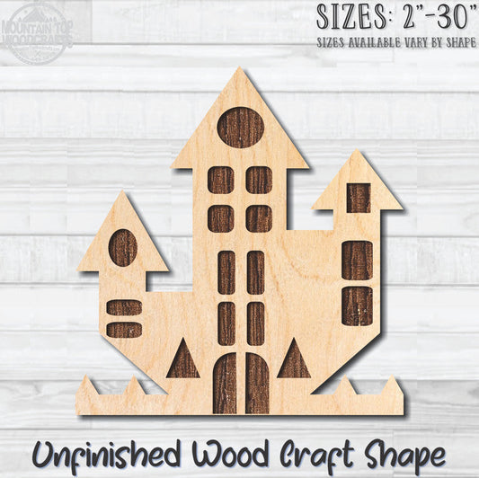 Halloween Haunted House 1 Unfinished Wood Shape Blank Laser Engraved Cutout Woodcraft Craft Supply