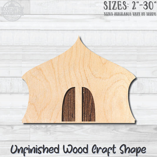 Tent 4 Camping Unfinished Wood Shape Blank Laser Engraved Cut Out Woodcraft Craft Supply