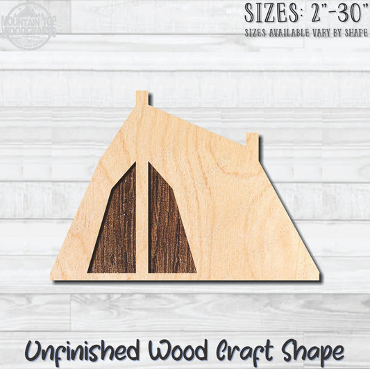 Tent 3 Camping Unfinished Wood Shape Blank Laser Engraved Cut Out Woodcraft Craft Supply