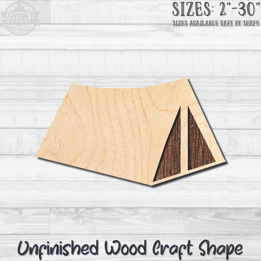 Tent 2 Camping Unfinished Wood Shape Blank Laser Engraved Cutout Woodcraft Craft Supply