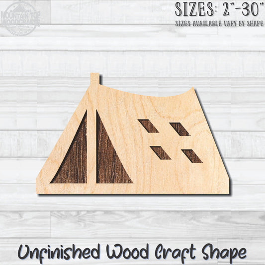 Tent 1 Camping Unfinished Wood Shape Blank Laser Engraved Cut Out Woodcraft Craft Supply