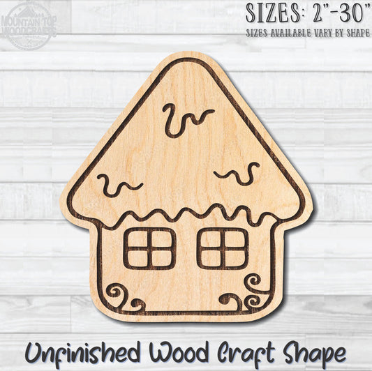 Gingerbread House 1 Christmas Unfinished Wood Shape Blank Laser Engraved Cutout Woodcraft Craft Supply