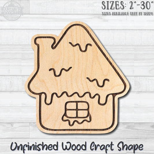 Gingerbread House 2 Christmas Unfinished Wood Shape Blank Laser Engraved Cutout Woodcraft Craft Supply