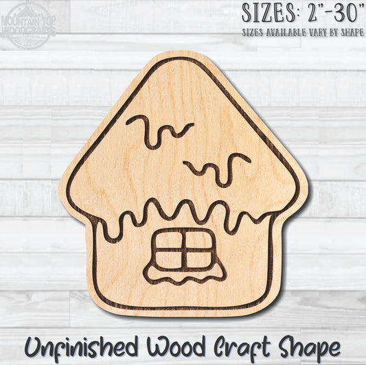 Gingerbread House 3 Christmas Unfinished Wood Shape Blank Laser Engraved Cutout Woodcraft Craft Supply