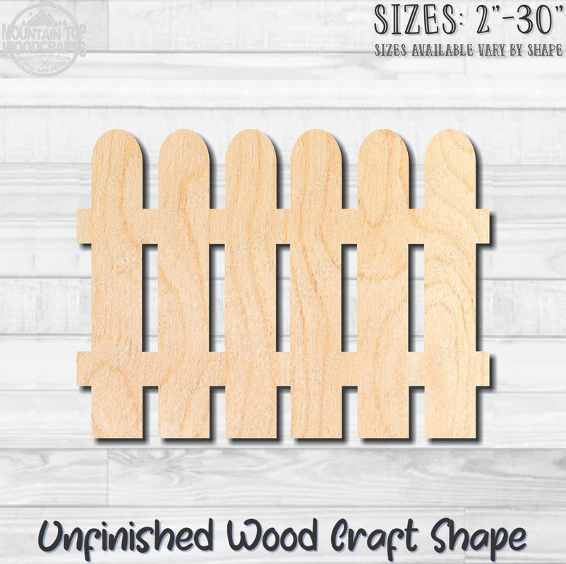 Pickett Fence 1 Unfinished Wood Shape Blank Laser Engraved Cutout Woodcraft Craft Supply